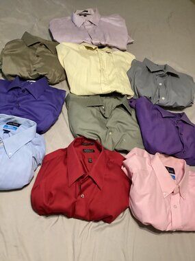 Lot Of 10 Mens Dress Shirts* Assorted Brands Styles & Sizes* Slim & Classic*17/L